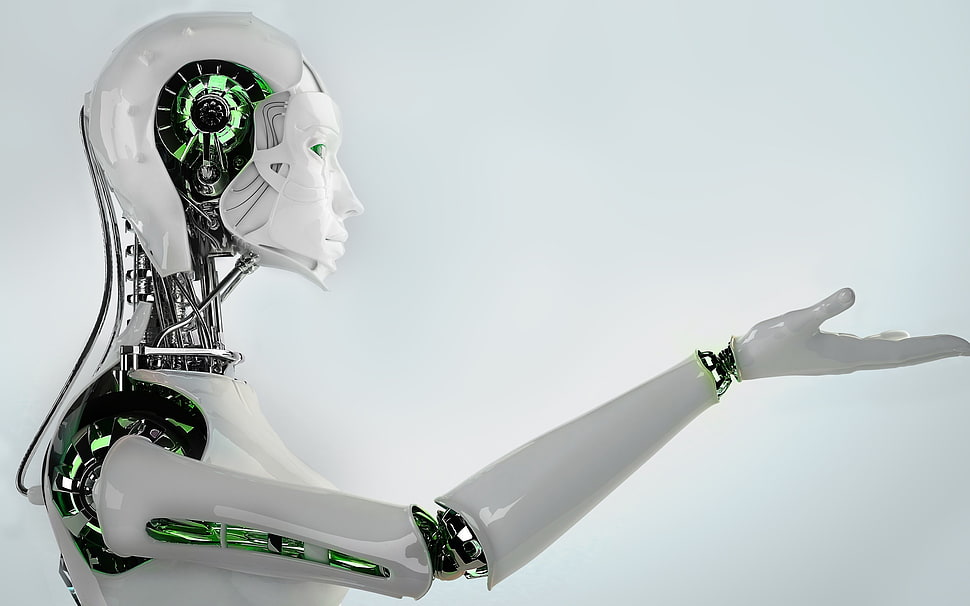 artificial intelligent robot, digital art, robot, machine HD wallpaper