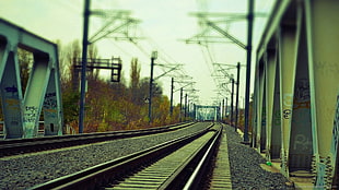 black metal trail rail, railway, urban, graffiti