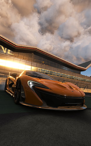 brown sports car, Project cars, video games, McLaren, McLaren P1 HD wallpaper
