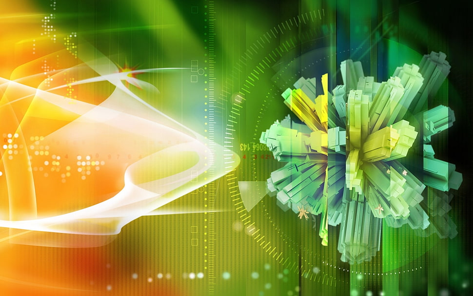 green digital structure with yellow light digital wallpaper HD wallpaper