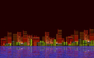 red and green building illustration, pixel art, 16-bit, Sega, Sonic the Hedgehog