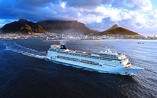 white cruise ship, cruise ship, sea, ship, Cape Town HD wallpaper
