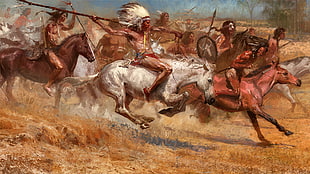 Native American war, spear, battle, Native Americans HD wallpaper