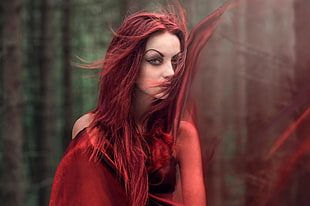 red haired woman HD wallpaper