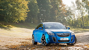 blue sedan, Opel, car