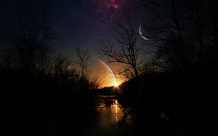 Night,  Planets,  Light HD wallpaper