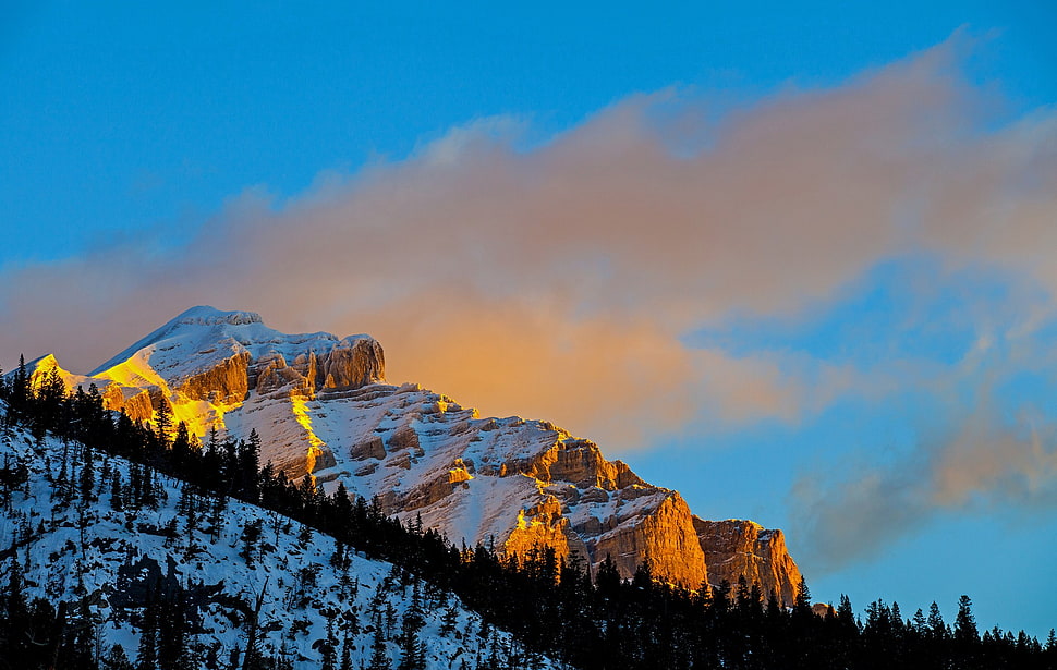brown and white mountain, mountains, winter, snow, landscape HD wallpaper