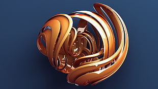 round orange spiral wallpaper, abstract, 3D, Photoshop, render HD wallpaper