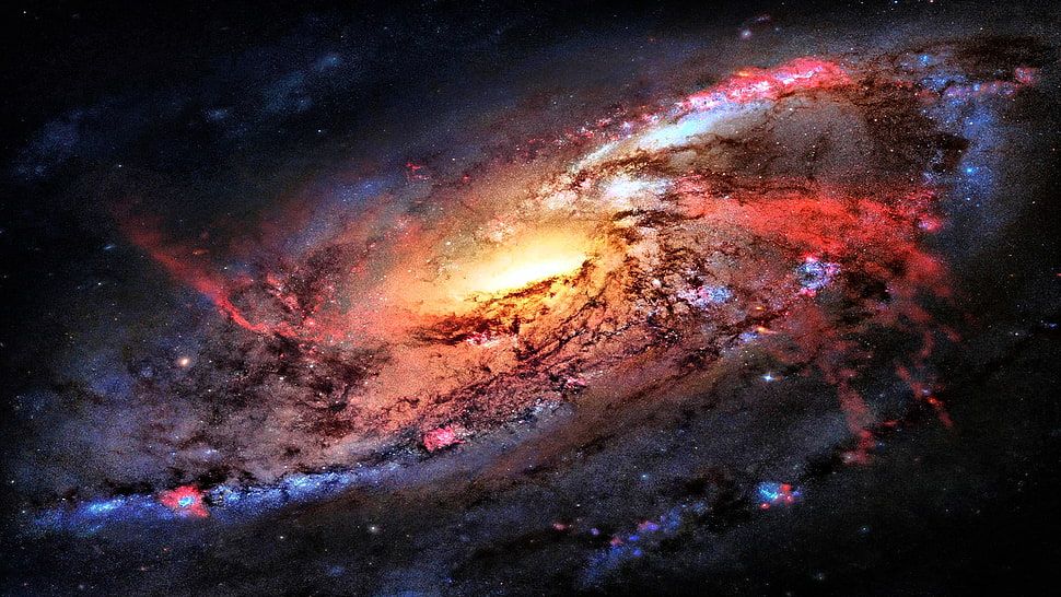 red and blue nebula HD wallpaper