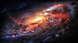 red and blue nebula HD wallpaper
