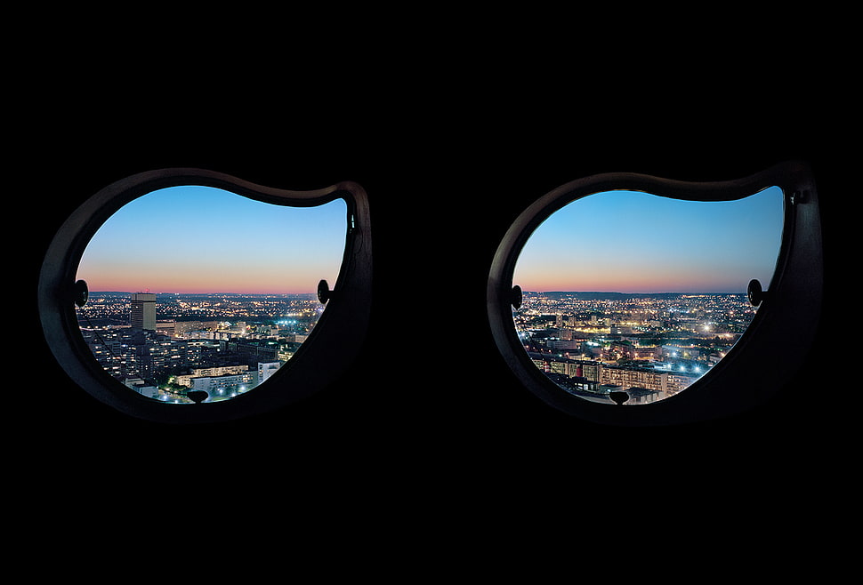 two teardrop glass windows, architecture, building, cityscape, window HD wallpaper