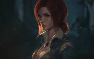 red haired female character, fan art, portrait, The Witcher 3: Wild Hunt, redhead