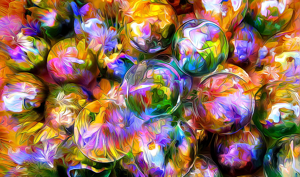 multicolored flower painting HD wallpaper