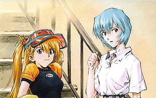 two female anime character illustration, Neon Genesis Evangelion, Asuka Langley Soryu, Ayanami Rei HD wallpaper