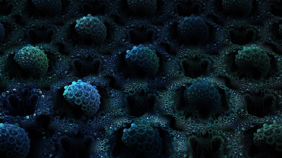 blue digital wallpaper, abstract, fractal, sphere HD wallpaper