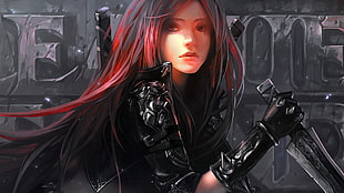 female character wearing black top, Chenbo, video games, Katarina, League of Legends