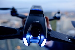 black quadcopter drone HD wallpaper