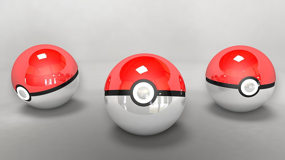 three Pokemon Pokeball, Pokémon, Pokéballs HD wallpaper
