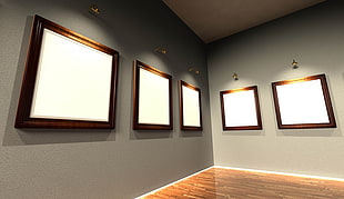five brown wooden framed HD wallpaper