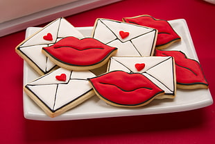 envelope and kissmark cookies