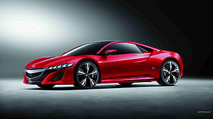 red and black convertible coupe, acura, Acura NSX, car, red cars
