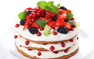 photo of cake with fruits HD wallpaper