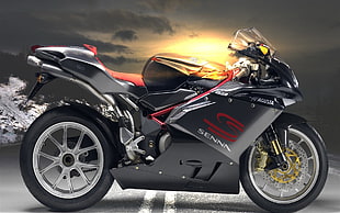 black and red Honda CBR, motorcycle, MV agusta