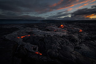 photo of city light, nature, volcano, lava, volcanic eruption HD wallpaper