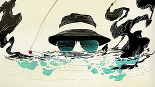 bucket hat and sunglasses logo, Fear and Loathing in Las Vegas, artwork, movies HD wallpaper