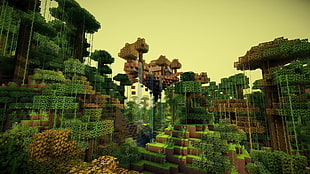Minecraft game application wallpaper, Minecraft, video games, trees, forest