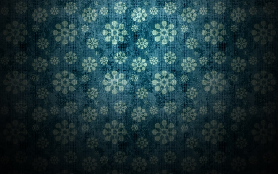 blue and white floral textile, texture, minimalism HD wallpaper