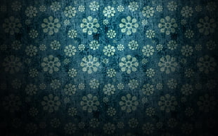 blue and white floral textile, texture, minimalism