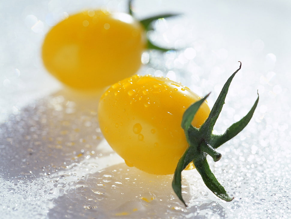 closeup photo of a yellow tomato HD wallpaper