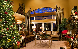living room filled with christmas decors