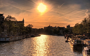 Grand Canal, Amsterdam, nature, river, Sun