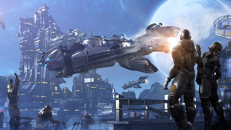 Halot game poster, CGI, spaceship, science fiction HD wallpaper