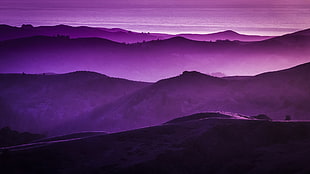 mountain range, landscape, purple, mountains HD wallpaper