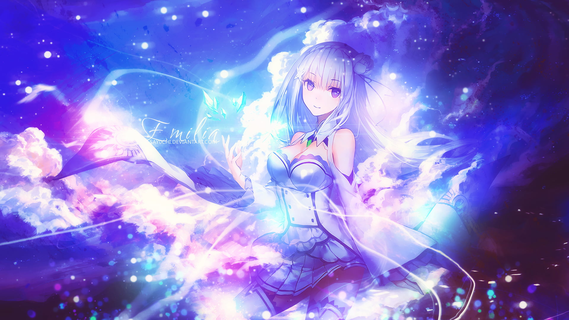 Emilia Re Zero Wallpaper 19x1080