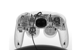 white and black game controller, x-rays, controllers, video games, GameCube