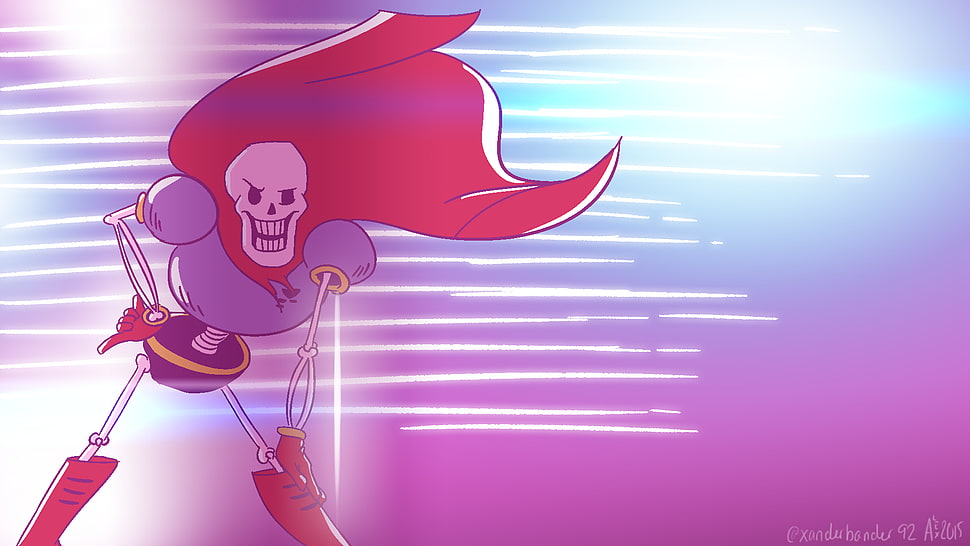 skeleton with red cape cartoon character HD wallpaper