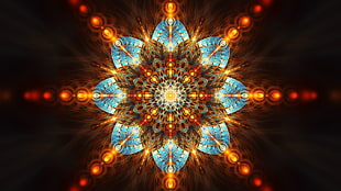 mandala illustration, abstract, fractal, symmetry, digital art HD wallpaper