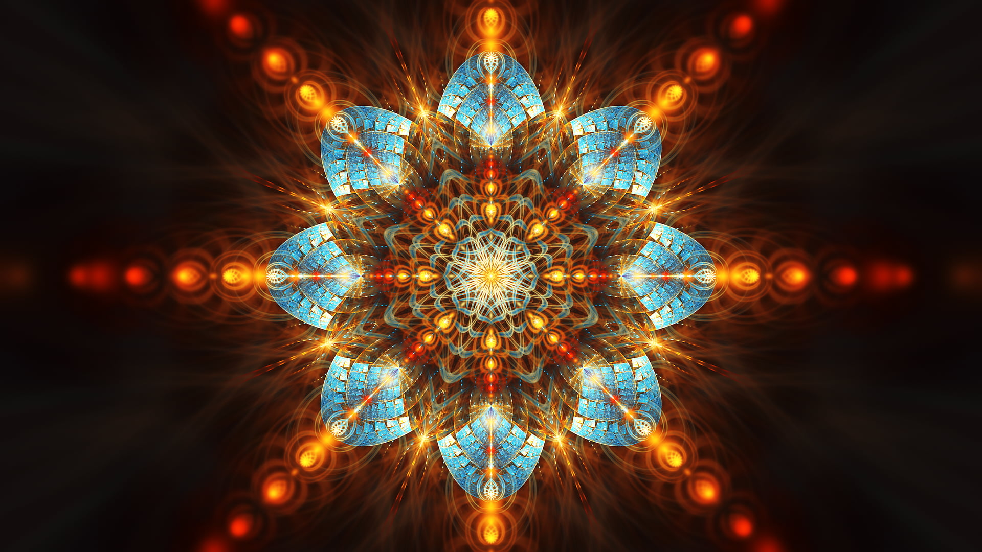 mandala illustration, abstract, fractal, symmetry, digital art