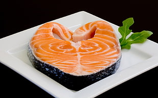 sliced fish food on plate HD wallpaper
