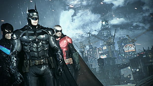 DC Batman wallpaper, Batman, Batman: Arkham Knight, Gotham City, Nightwing HD wallpaper