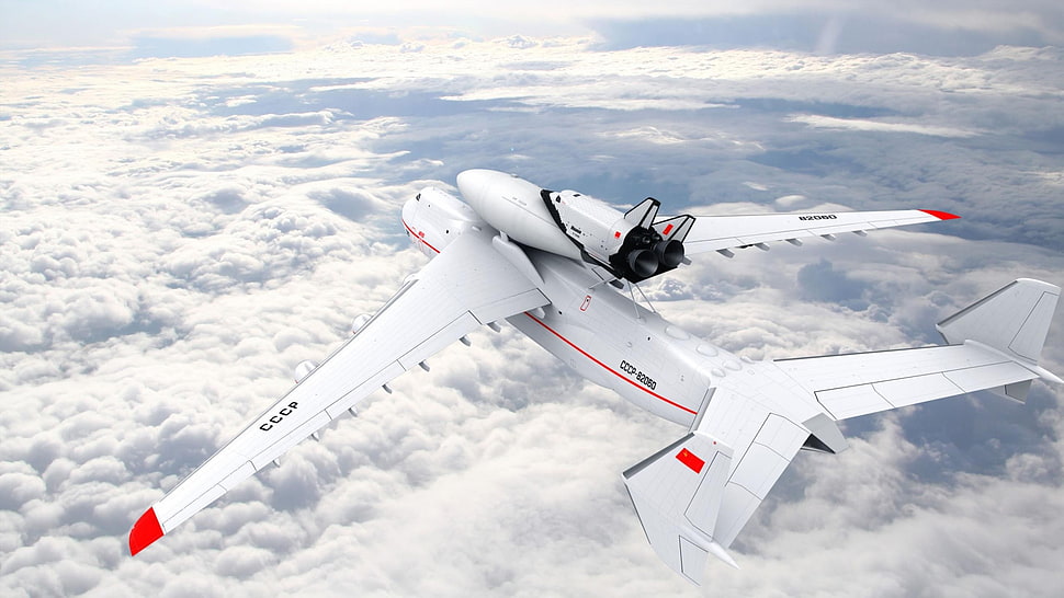 white and red airplane, an-225, antonov, vehicle, aircraft HD wallpaper