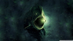 black angler fish illustration, fantasy art