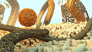 spiral blocks 3D Wall Graphics