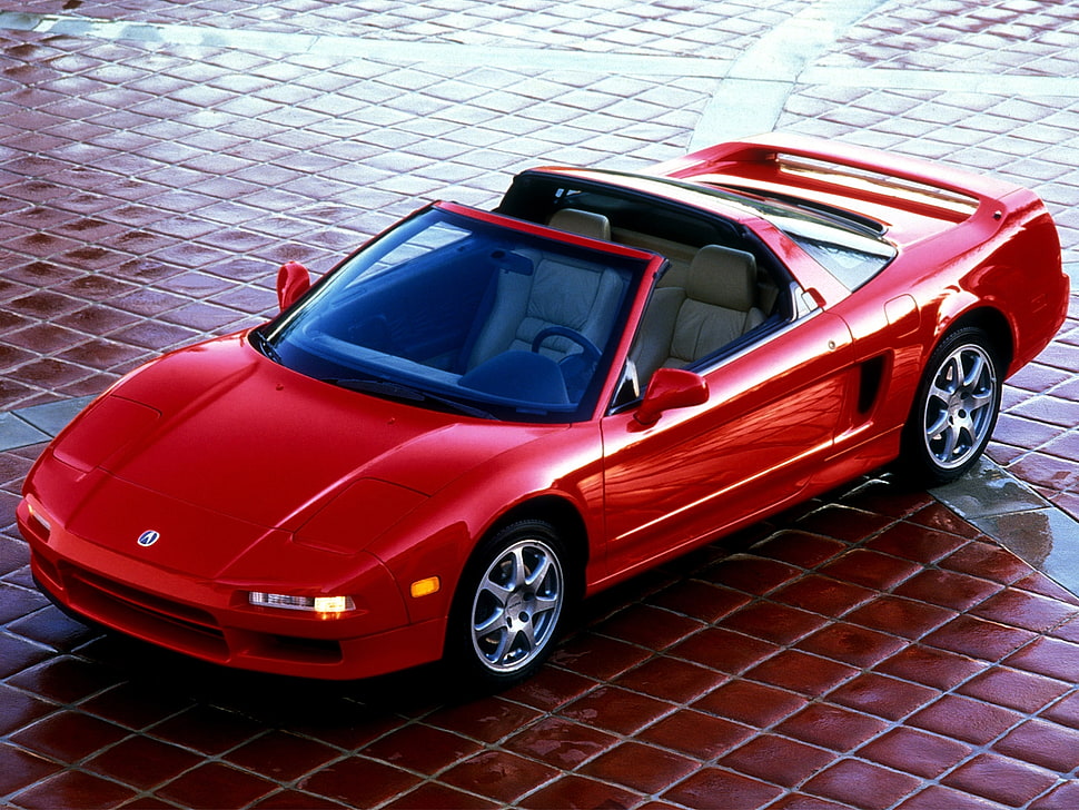 red Acura convertible coupe HD wallpaper