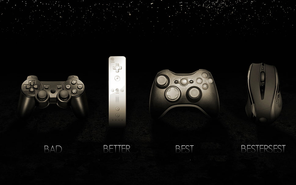 four game controller advertisement, video games, controllers, dark HD wallpaper