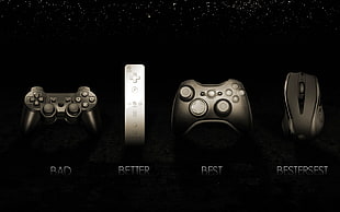 four game controller advertisement, video games, controllers, dark HD wallpaper